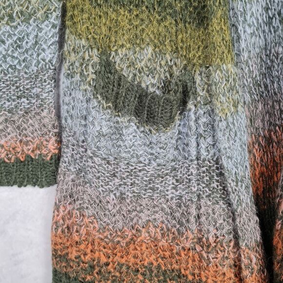 Anthropologie Duster Cardigan Womens OS Gray Striped Open Knit Lightweight - Picture 6 of 16